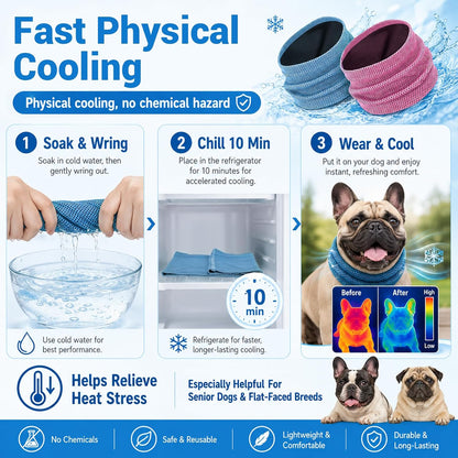 QIANAI Kühlhalsband Für Hunde, 2 Stück Hundehalsband Kühlend, Atmungsaktiv Kühlhalsband,Dog Cooling Bandana Für Hund Zum Sommerspaziergang Spielen