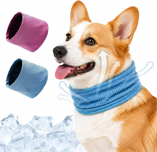 QIANAI Kühlhalsband Für Hunde, 2 Stück Hundehalsband Kühlend, Atmungsaktiv Kühlhalsband,Dog Cooling Bandana Für Hund Zum Sommerspaziergang Spielen