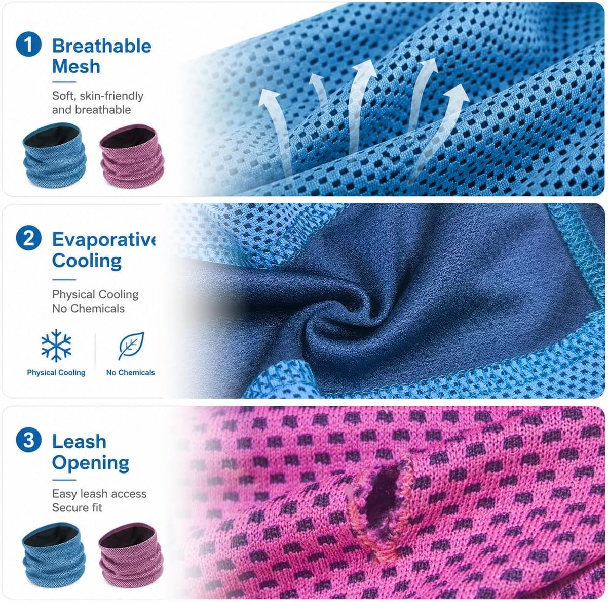 QIANAI Kühlhalsband Für Hunde, 2 Stück Hundehalsband Kühlend, Atmungsaktiv Kühlhalsband,Dog Cooling Bandana Für Hund Zum Sommerspaziergang Spielen